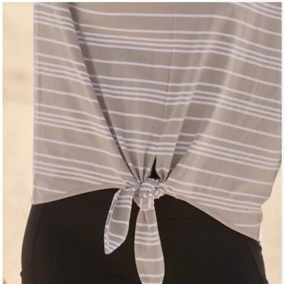 Garnet Hill Knotted Long-Sleeve Tee Dove Stripe - Picture 2 of 10